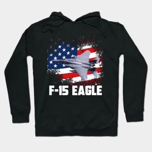 F-15 Eagle Aircraft Plane Airplane Warplane USAF Jet Fighter American USA Flag Hoodie